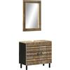 vidaXL Set Mobili da Bagno 2pz in Legno Massello di Mango