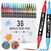 VynyQoo 36 Colori pennarello, Pennarelli Acrilici per Dipingere Sassi, Doppia Punta per Tessuti Legno Vetro Ceramica, Acrylic Marker Colori Acrilici per Bambini e Adulti