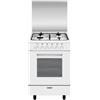 Glem Gas A654VX Cucina A Gas 60x50, 4 Fuochi, Forno Gas Ventilato, Bianco, A