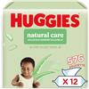 Huggies Natural Care, Salviette neonato, Dermatologicamente testate, con Aloe Vera, 70% fibre assorbenti naturali, 12 Pacchi da 48 Pezzi