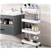 cecaro group Carrello Portaoggetti 4 Ripiani Carrellino Cucina Salvaspazio Ruote Slim Bianco