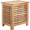Relaxdays Cesto Portabiancheria, Cesta in Legno, con Sacco e Coperchio, 70 L, HB
