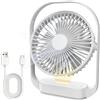 SURFOU Ventilatore da Tavolo 4000mAh, Senza Fili, 4 Velocità, 2 Modalità Luce Notturna, Ricaricabile USB-C, Fino a 20 Ore di Autonomia, Silenzioso, per Camera, Comodino, Ufficio e Viaggi (Bianco)