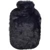 Fashy Borsa dell'acqua calda con rivestimento super morbido in finta pelliccia di alta qualità, nero, 2 l