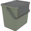 SUNDIS Loops, pattumiera per la raccolta differenziata 25L, impilabile, rettangolare, in plastica riciclata verde, con coperchio, maniglia e manico, per cucina, mensa, ristorante, sala pausa