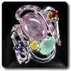 A Bijoux Pietre E Minéraux. Anello Smeraldo Rubino Zaffiro Multi Argento 925 + Placcato