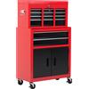 HOMCOM Carrello Porta Attrezzi 2 in 1 con Cassetta e Armadietto Rosso
