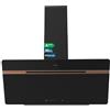 Cecotec Cappa Aspirante Decorativa 90 cm Bolero Flux DT 907500 Matt Black A+++. Portata 717,2 m³/h, Funzione Booster, Vetro Opaco/Lucido, Dettagli Rame, Filtri Alluminio, Classe A+++
