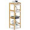 Relaxdays Mobiletto Bagno, Scaffale da Cucina, Aperto e Autoportante, con 4 Mensole, LxP: 36 x 33 cm, Bianco, Bambù