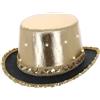 Smiffys Cappello a cilindro metallizzato illuminato a LED, dorato, Bordo interno elastico e profili in paillettes Halloween