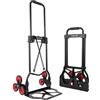 YEAUPE PRO Carrello Saliscale Pieghevole con Manico Telescopico, Ruote in Gomma, 2 Cinghie | Portata 49 kg per Traslochi, Giardino, Trasporto, Nero - Sulle Scale