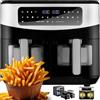 Venga! Friggitrice ad aria doppia, capacità 2x 4,5 L, 9 modalità di cottura preimpostate, funzioni Match Cook e Smart Finish, 2600 W, nero/argento, VG AFT 3008