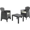 Maury's SET RATTAN BALCONY AKITA PROGARDEN PP ANTRACITE CF=PZ 3 + CUSCINI