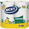 Nicky Limone Carta Cucina 2 Rotoli da 100 Fogli Assorbenti a 2 Veli Spessa e