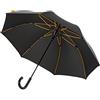 Falcone Ombrello lungo automatico con balene arancioni, larghezza 125 cm, resistente al vento, nero e arancione