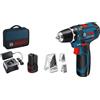 Bosch Professional Sistema 12V Trapano Avvitatore GSR 12V-15, Incl. Batteria 2x2