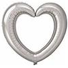 Folat- Cornice per Foto a Forma di Cuore con Palloncini in Foil Argento-80x70cm,