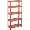 Relaxdays Scaffale con Sistema a Incastro, fino a 875 kg , Scaffalatura ad Alta Portata 5 Ripiani, 151x75x30 cm, Rosso