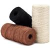 La cordeline Set di spago di iuta 2 mm, 3 x ±160 m, colore: nero, bianco, marrone, spago da g