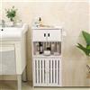 Armadietto Legno Bianco Lucido MDF Ante Mensole Bagno Soggiorno Arredo