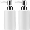 FUN ELEMENTS FE, dispenser di sapone liquido, 300 ml, dispenser di sapone liquido in ceramica, ricaricabile, per cucina, bagno, lavanderia (bianco, 2 pezzi)