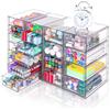 VZKAH Organizer in acrilico con cassetti, 20 cassetti, 4 set, organizer da scrivania e stoccaggio, organizer trasparente per trucchi, per ufficio, forniture artistiche, archiviazione e organizzazione