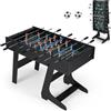 FANTASK Calcio da tavolo pieghevole, calcio balilla in legno con 2 palline, 2 contatori e 22 personaggi, biliardo per 2-4 giocatori, calcio balilla salvaspazio, tavolo da gioco per bambini e adulti