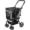 Carlett Carrello per Animali 3-in-1, Ruote Girevoli a 360°, Resistente all'Acqua, Trasportino Compatibile con Sedile Auto, Copertura Antipioggia e Cinghia di Sicurezza, Cube P, Colore Grigio