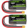 OVONIC Batteria Lipo 3s 35C 2200mAh 11,1V Batteria Confezione Corta con XT60 per