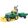 Bruder BRD62104 John Deere trattore tosaerba con rimorchio e giardiniere