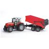 Bruder BRD02045 Trattore Massey Ferguson 7480 con Rimorchio
