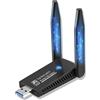Shuwosmart Chiavetta USB WiFi 1300Mbps per PC Fisso USB 3.0 2 Antenne Dual Band 2.4GHz/5
