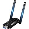 Shuwosmart Chiavetta USB WiFi 1300Mbps per PC Fisso USB 3.0 2 Antenne Dual Band 2.4GHz/5.8