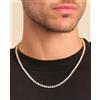 Swarovski Elements Collana Tennis Pl. Oro Uomo Swarovski Elements Cristalli Original 3mm in Acciaio