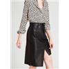 Zayn Leather Gonna da donna asimmetrica A-Line in vera pelle di agnello lunghezza ginocchi...