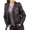 Zayn Leather Giacca di pelle da donna moto motociclista 100% vera pelle di agnello nera gi...