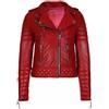 Zayn Leather Giacca di pelle da donna in vera pelle di agnello CALDO rosso giacca trapunta...