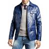 Zayn Leather Giacca blazer in vera pelle da uomo biker vera pelle di agnello blu...