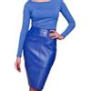 ZAYN LEATHER Gonna donna in vera pelle A-Line blu pelle di agnello morbida lunghezza ginoc...
