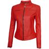Zayn Leather Giacca da motociclista rossa da donna 100% vera pelle di agnello giacca...