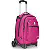 Invicta Trolley Scuola Plug Plain, Fucsia, Multi Uso, Zaino Doppio Scomparto