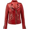 Zayn Leather Giacche da donna in vera pelle di agnello ROSSO giacca da motociclista trapun...