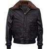 Zayn Leather Giacca Bomber da Volo Uomo Air Force Marrone Pilot Aviator Vera Pelle Collo P...