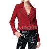 Giacca rossa Giacca donna vera pelle scamosciata rossa vera pelle morbida cropped moto bik...