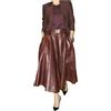 Zayn Leather Gonna lunga da donna in vera pelle di agnello elegante gonna svasata con cint...
