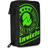 Invicta Astuccio Scuola 3 Zip, Solid Stampa Invicta Fluo, Nero e Verde, Triplo