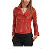 Zayn Leather Giacca donna pelle rossa vera pelle di agnello vera motociclista cappotto sli...