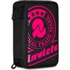 Invicta Astuccio Scuola 3 Zip, Solid Stampa Invicta Fluo, Nero e Viola, Triplo