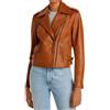Zayn Leather Giacca da moto Zayn da donna in pelle di agnello con colletto marrone mango b...