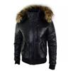 Zayn Leather Giubbotto Uomo Vera Pelle di Agnello Cappuccio Pelliccia Rimovibile Nero...